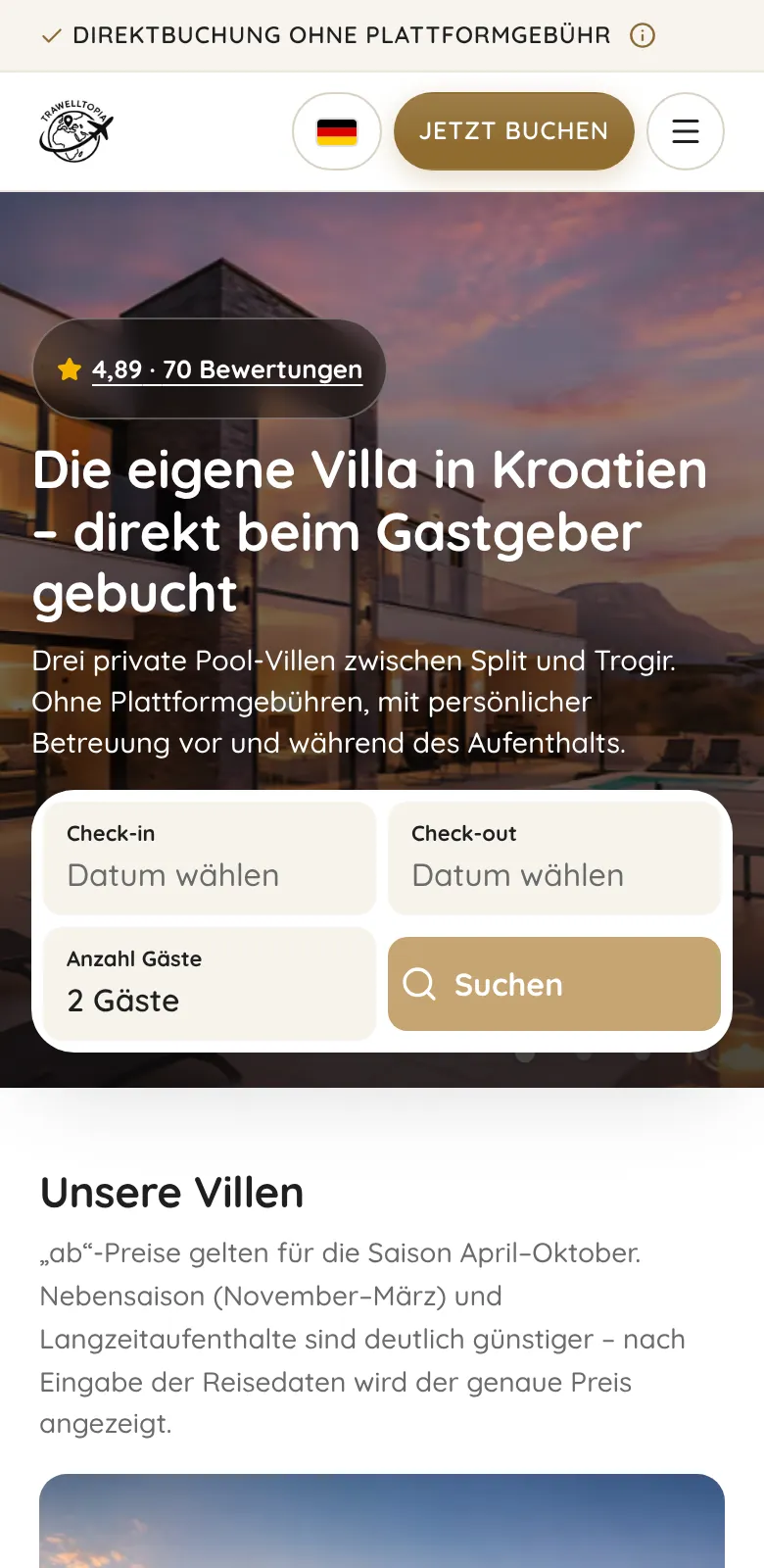 The same page on a smartphone